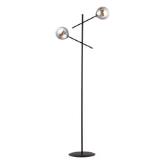Lampadaire Norrika 2 lumières noir et anthracite, verre