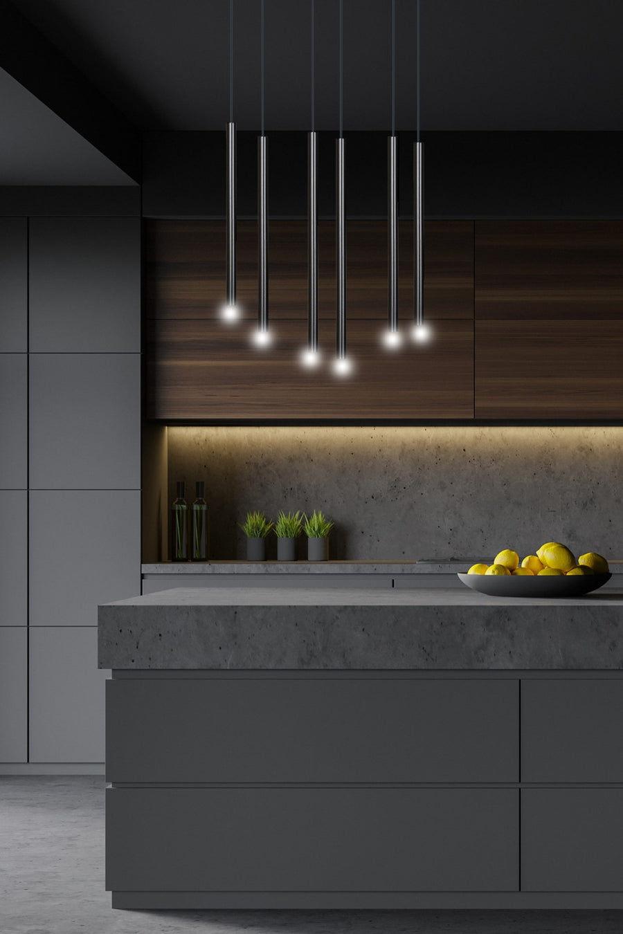 Suspension Tamrisal 6 lumières noire
