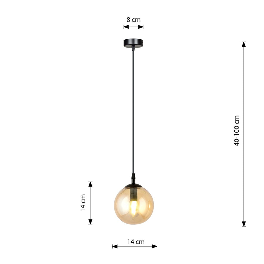 Suspension Koldara noire et ambrée, verre