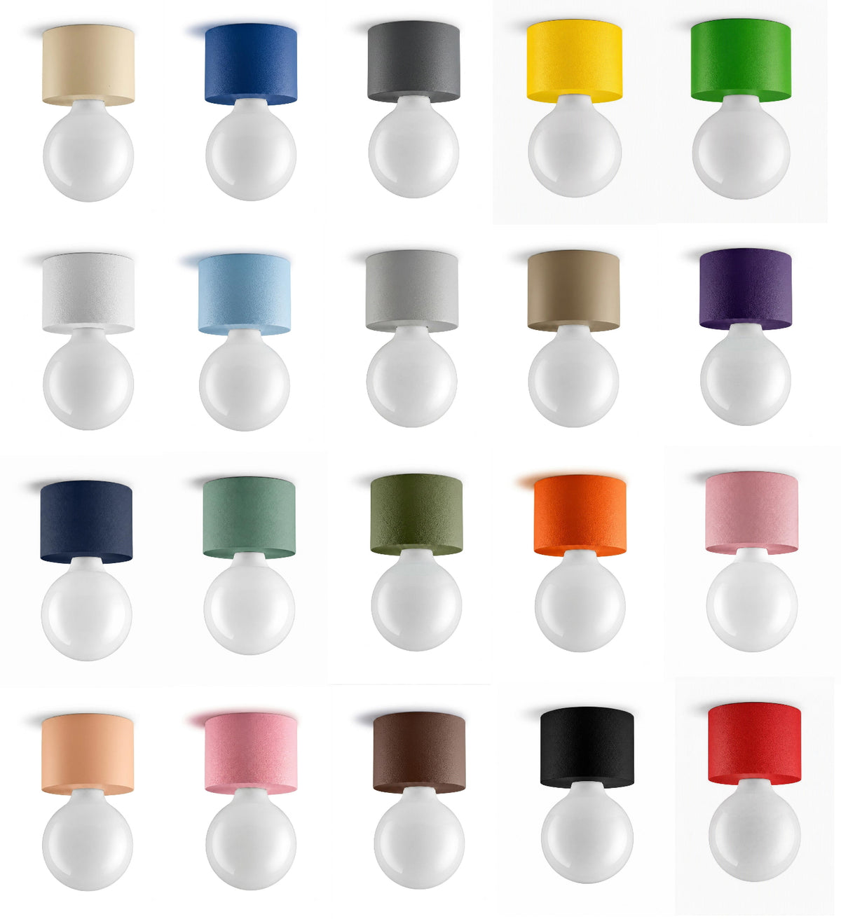 Planche de vingt coloris de l’applique avec abat-jour et globe blanc