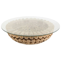 Couchtisch aus Teakholz und Glas