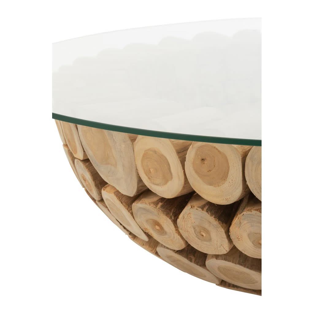 Couchtisch aus Teakholz und Glas