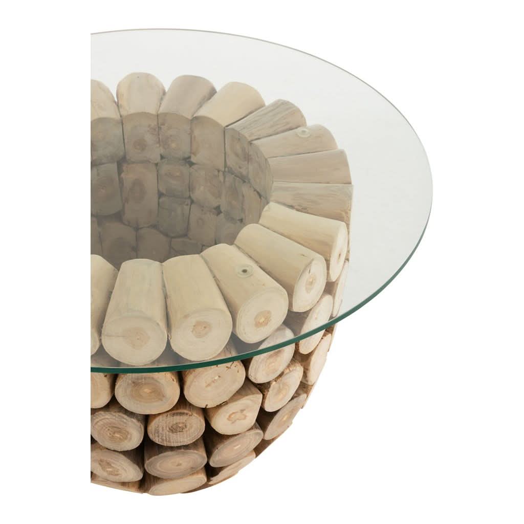 Disques Table Bois Teck Verre - Designix