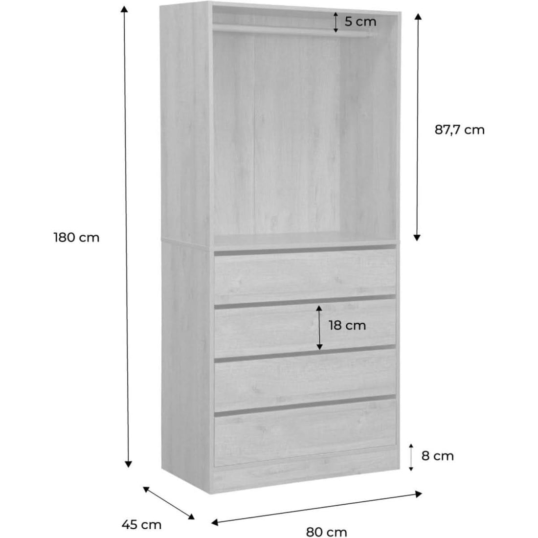 Modulares Ankleidesystem Naturel mit Schubladen | Halo