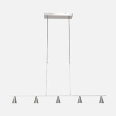 Vortex Kronleuchter aus gebürstetem Stahl, 120 cm, 5 LED-Kegel für das Esszimmer | 3066ST