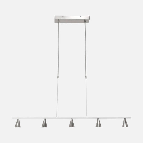 Vortex Kronleuchter aus gebürstetem Stahl, 120 cm, 5 LED-Kegel für das Esszimmer | 3066ST