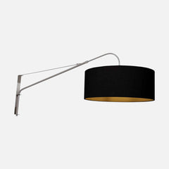 Wandleuchte Schwarz & Stahl, Leinenschirm gold gefüttert Ø 50 | Onyx
