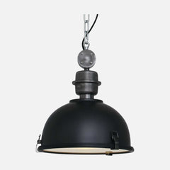 Industrielle Hängelampe, schwarzer Metalldom Ø32 cm mit Glas, Küche | Bikkel