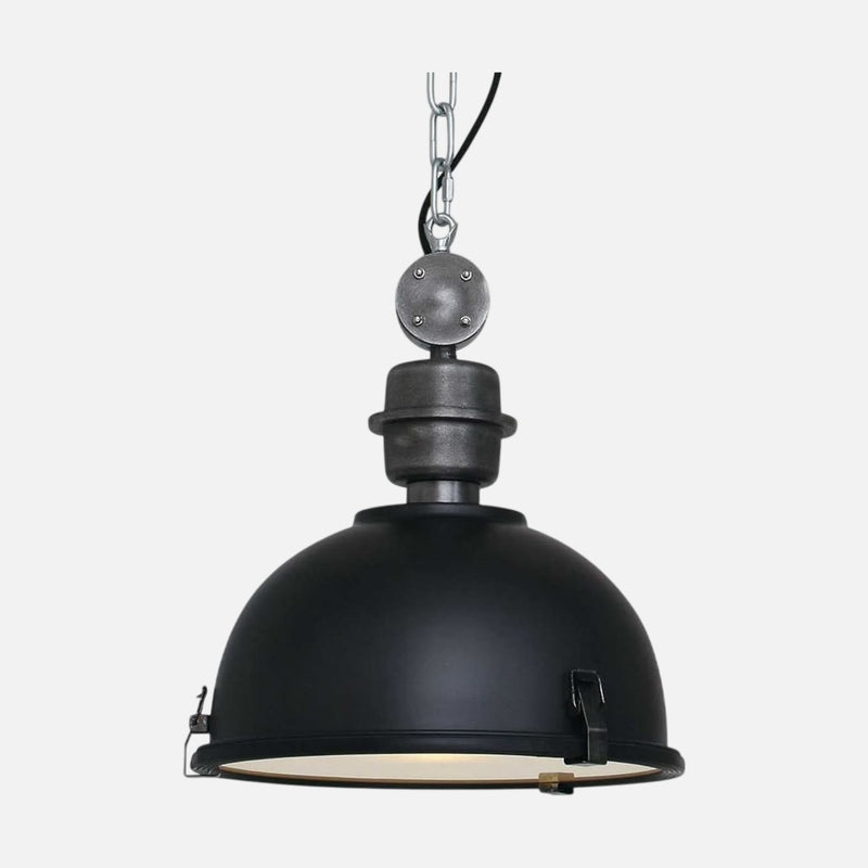 Industrielle Hängelampe, schwarzer Metalldom Ø32 cm mit Glas, Küche | Bikkel