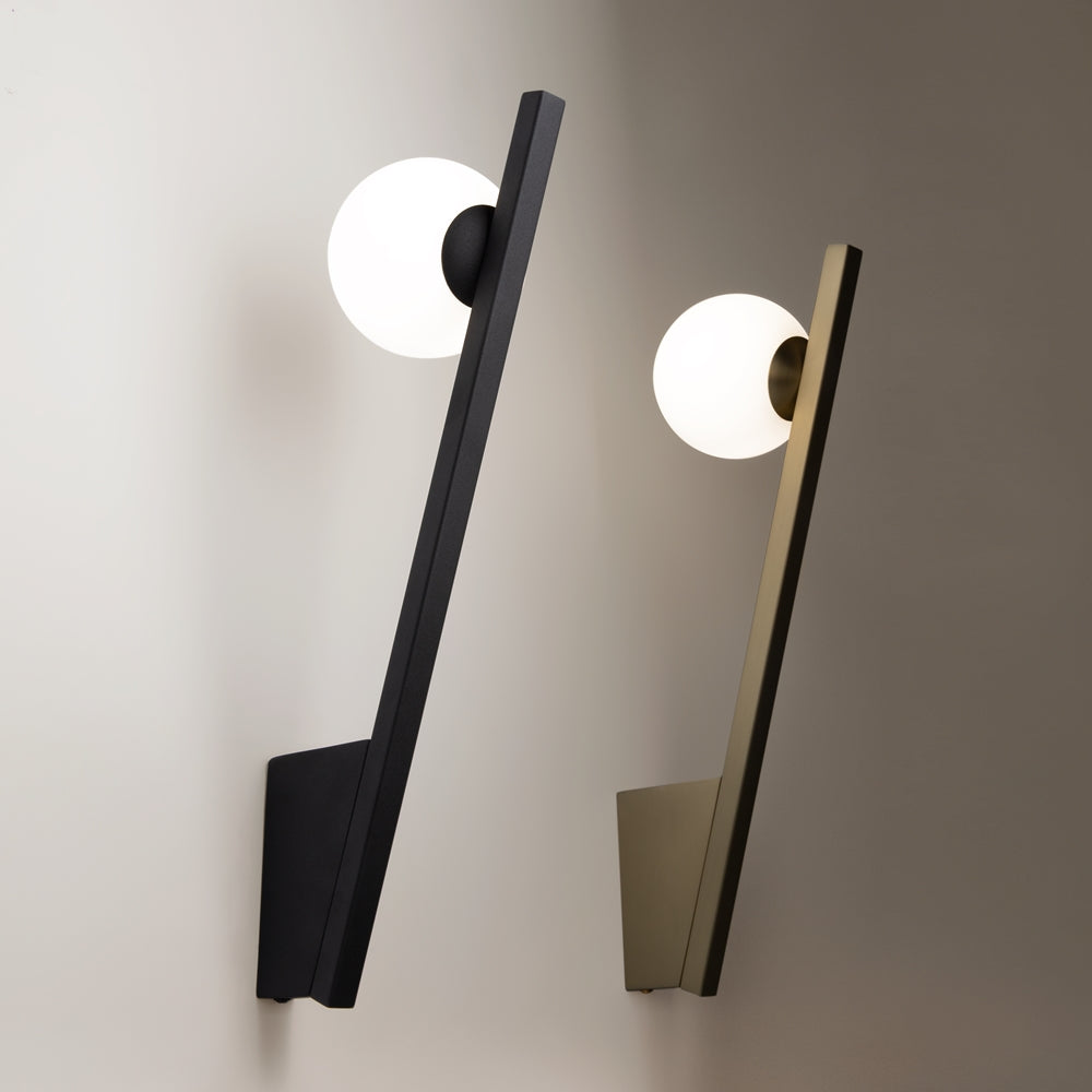 Deux appliques identiques côte à côte, finitions noire et dorée bronze