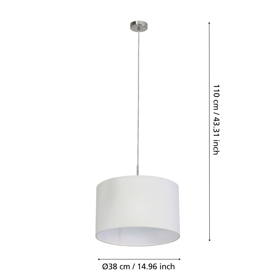 Schéma de dimensions indiquant une hauteur totale de 110 cm et un diamètre de 38 cm
