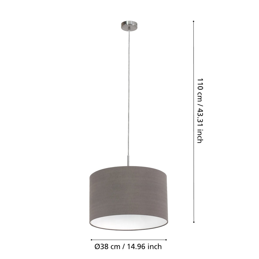 Schéma coté indiquant une hauteur de 110 cm et un diamètre de 38 cm.