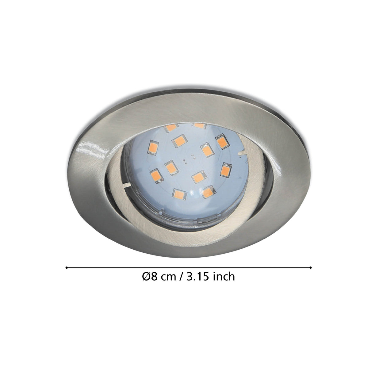 Schéma de dimensions du spot rond indiquant un diamètre de huit centimètres.