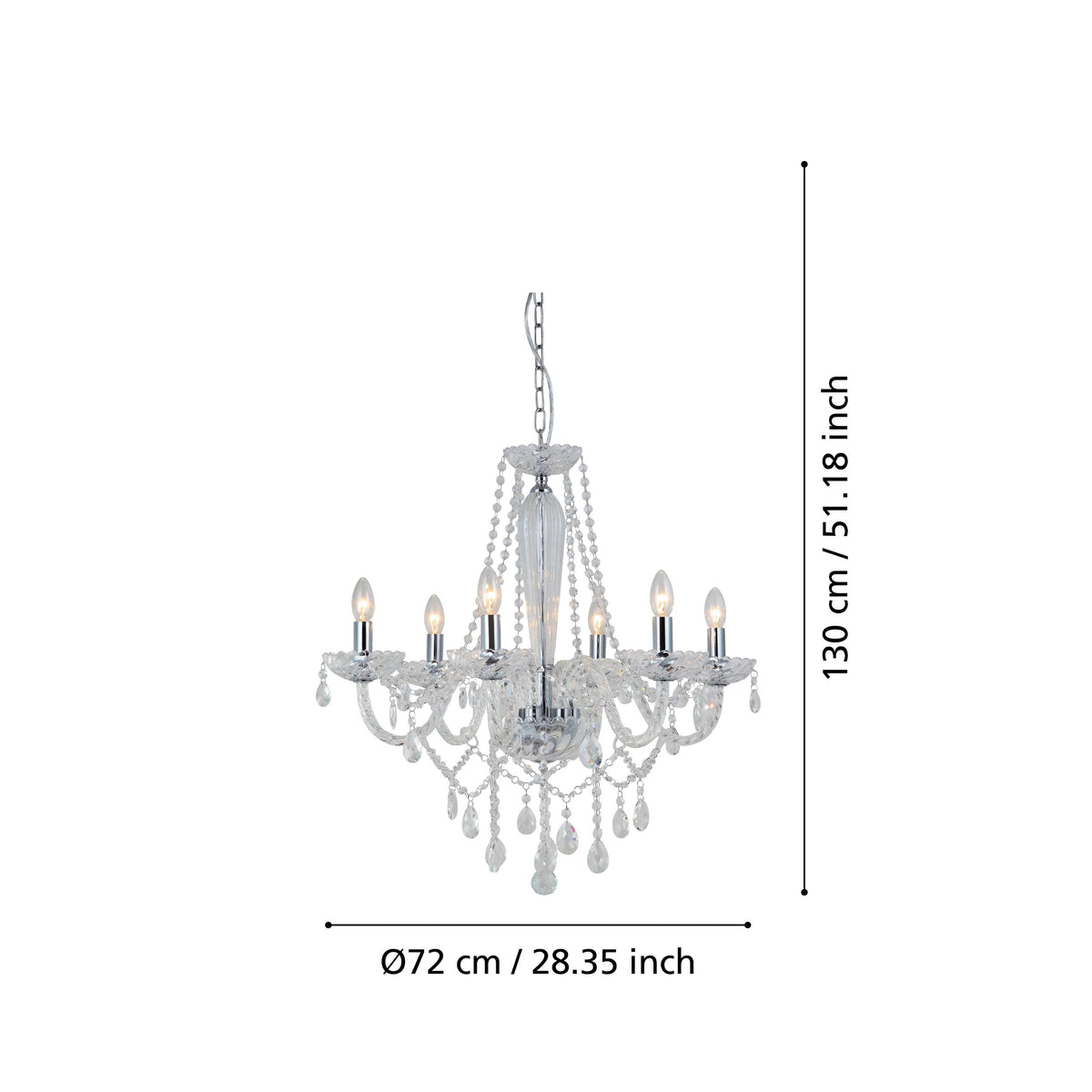 Suspension Basilano 1 chromée et transparente, verre