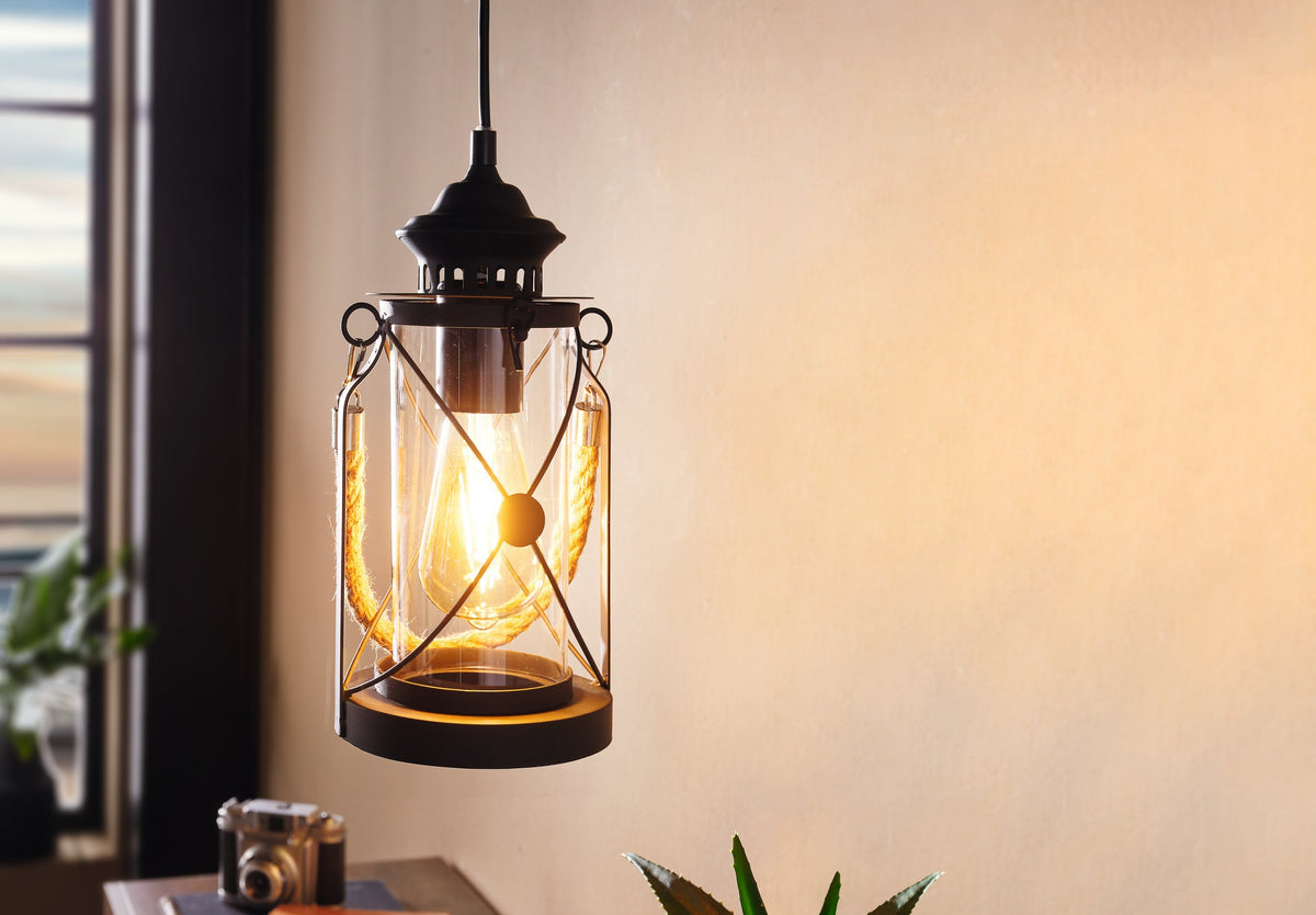 Suspension Bradford noire, verre