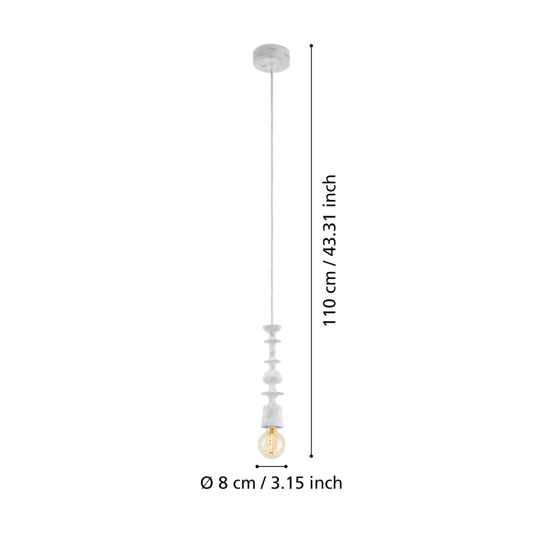 Suspension Avoltri bois et blanche (49374)