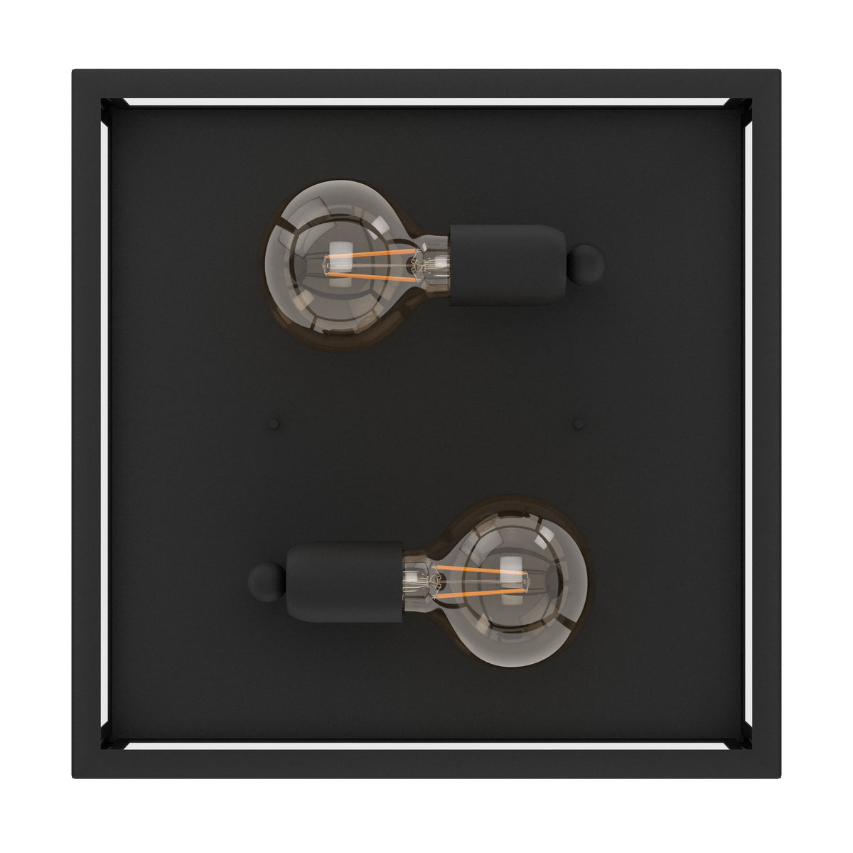 Vue plongeante sur la platine noire, les douilles et les ampoules apparentes