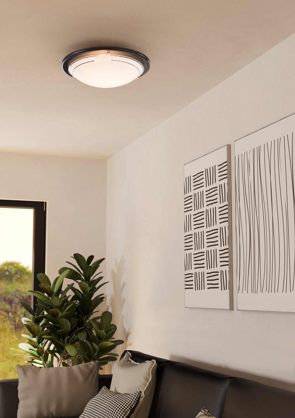 Applique murale Planet 1 noire et blanche, verre
