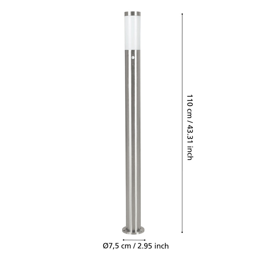 Schéma de dimensions avec hauteur 110 cm et diamètre 7,5 cm