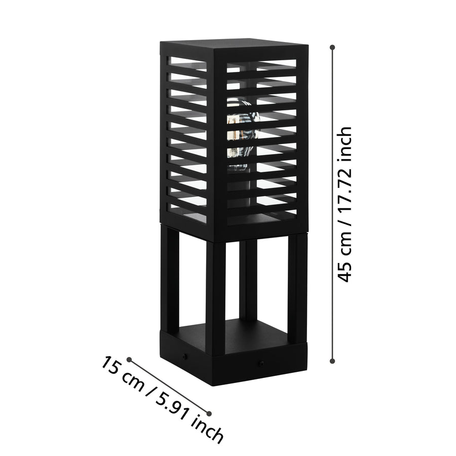 Schéma coté indiquant une hauteur de 45 cm et une base de 15 cm.
