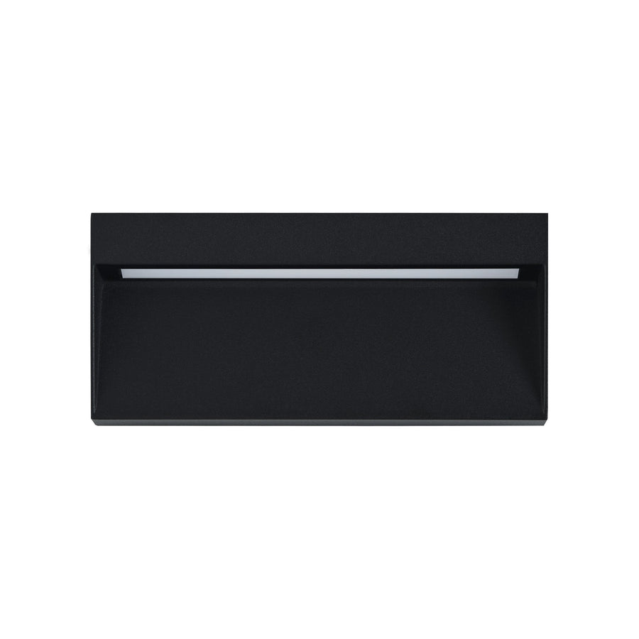 Vue de face de l'applique extérieure noire rectangulaire avec sa fente lumineuse