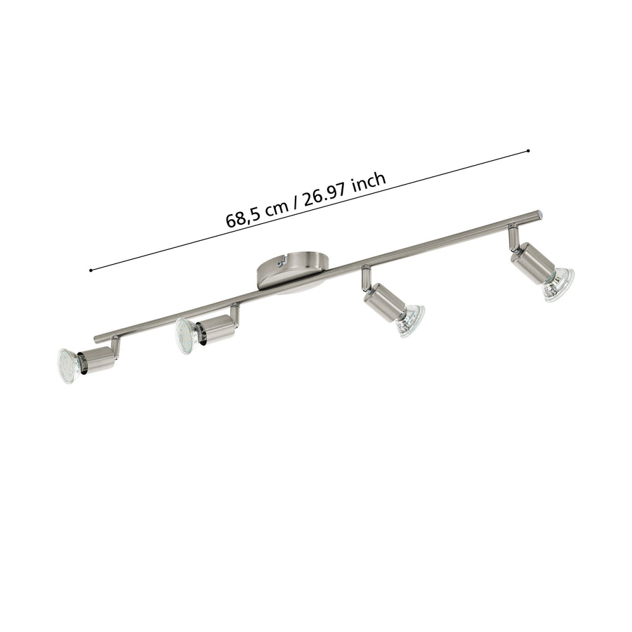Spot Buzz nickel satiné, L 68,5 cm