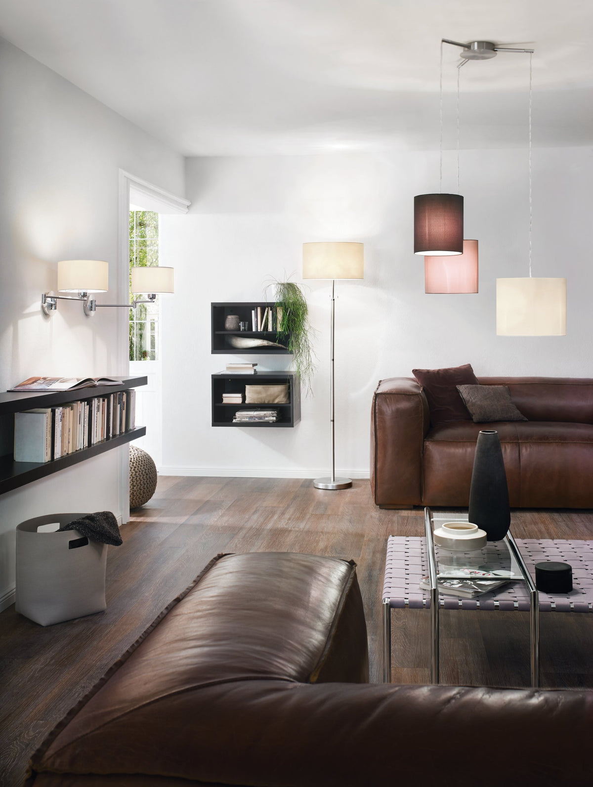 Suspension Tombolo nickel satiné, tissu