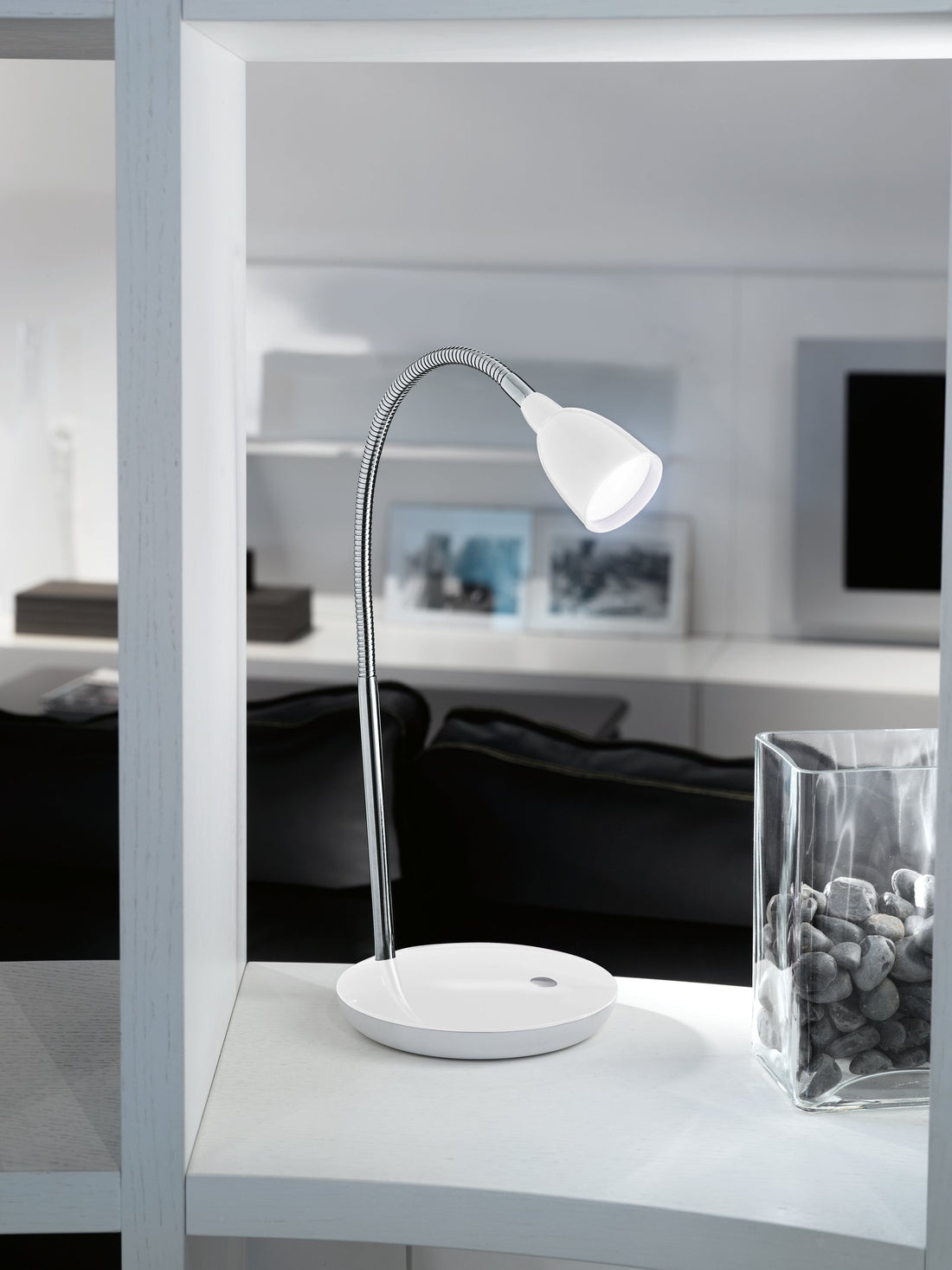 Lampe à poser Durengo blanche et chromée