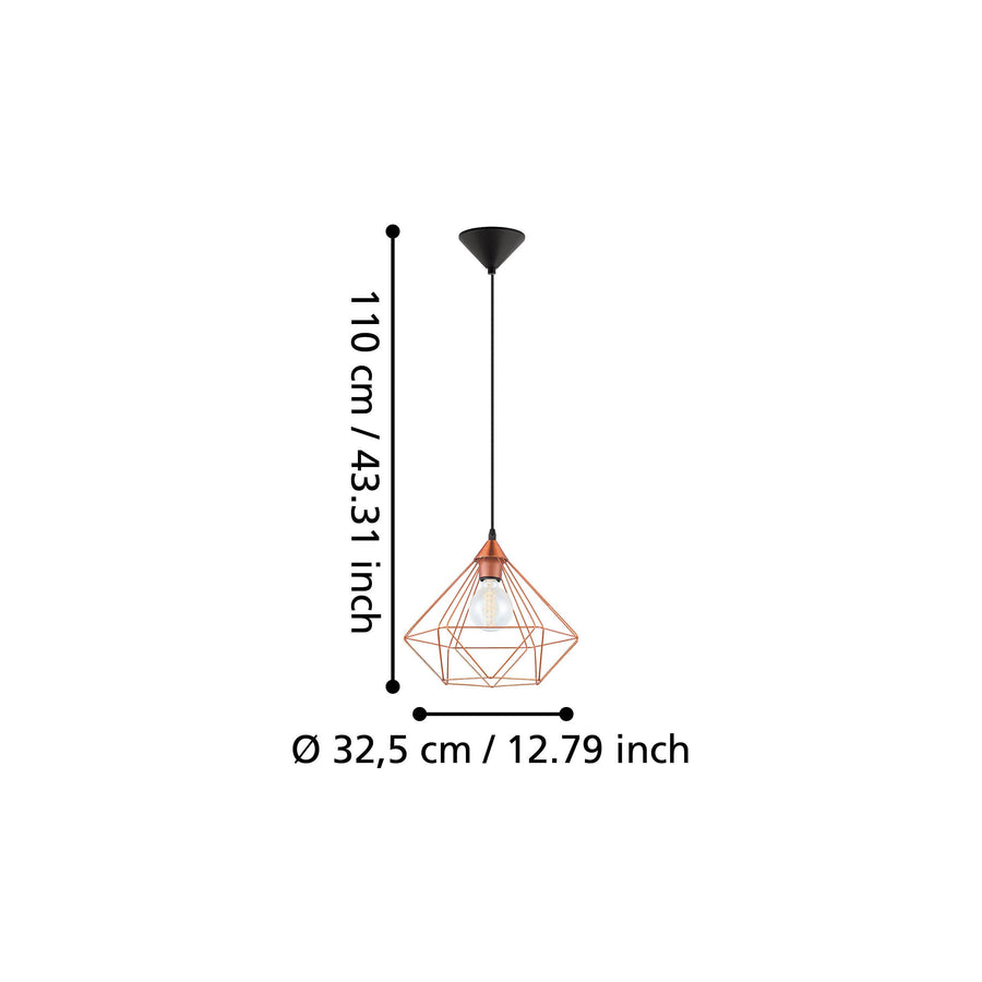 Schéma technique coté : hauteur 110 cm et diamètre 32,5 cm.