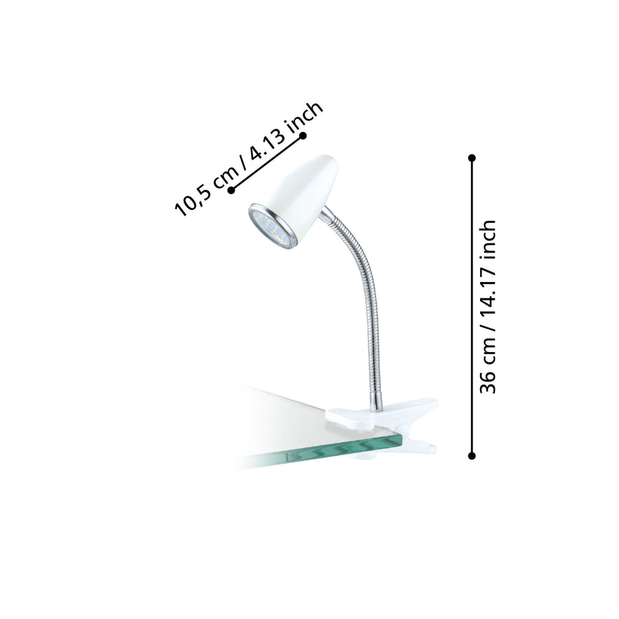 Lampe de bureau Riccio 1 blanche et chromée