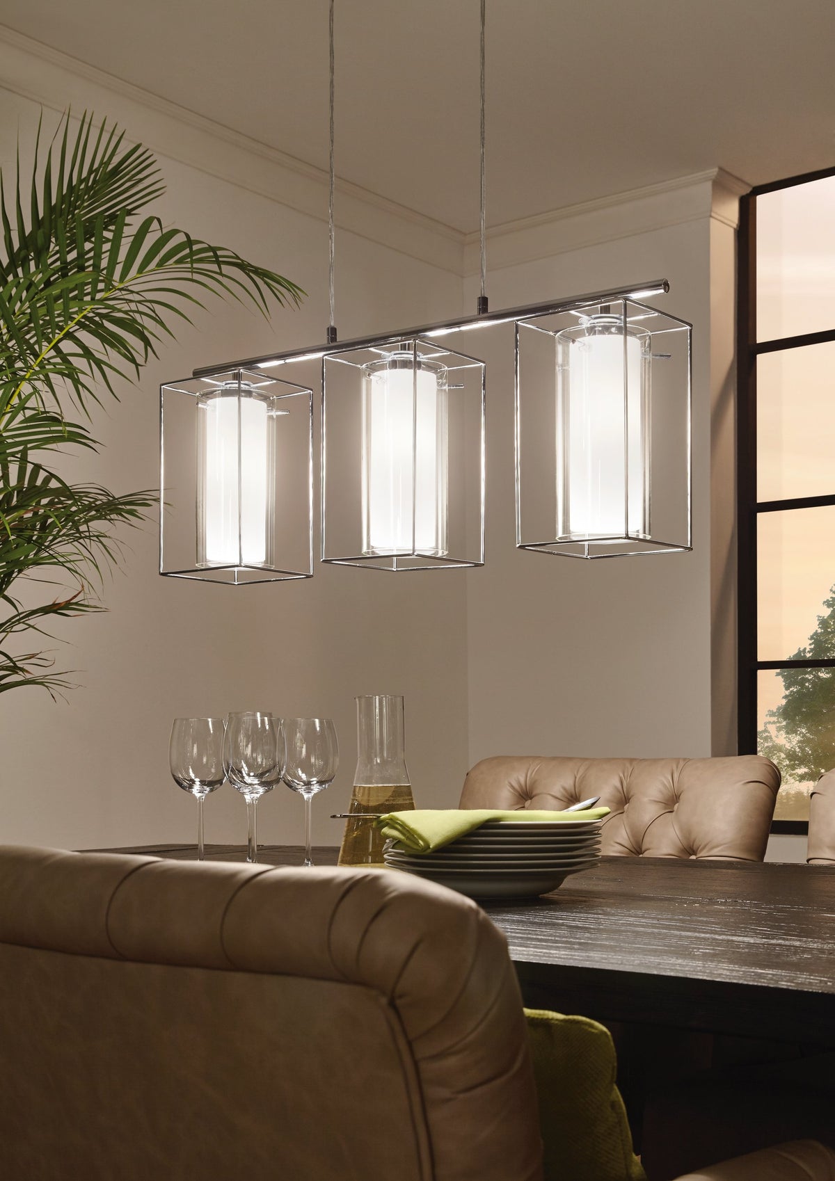 Suspension Loncino 1 chromée et transparente, verre (94378)