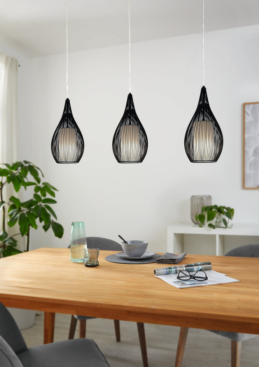 Suspension Razoni noire et blanche, verre (94389)