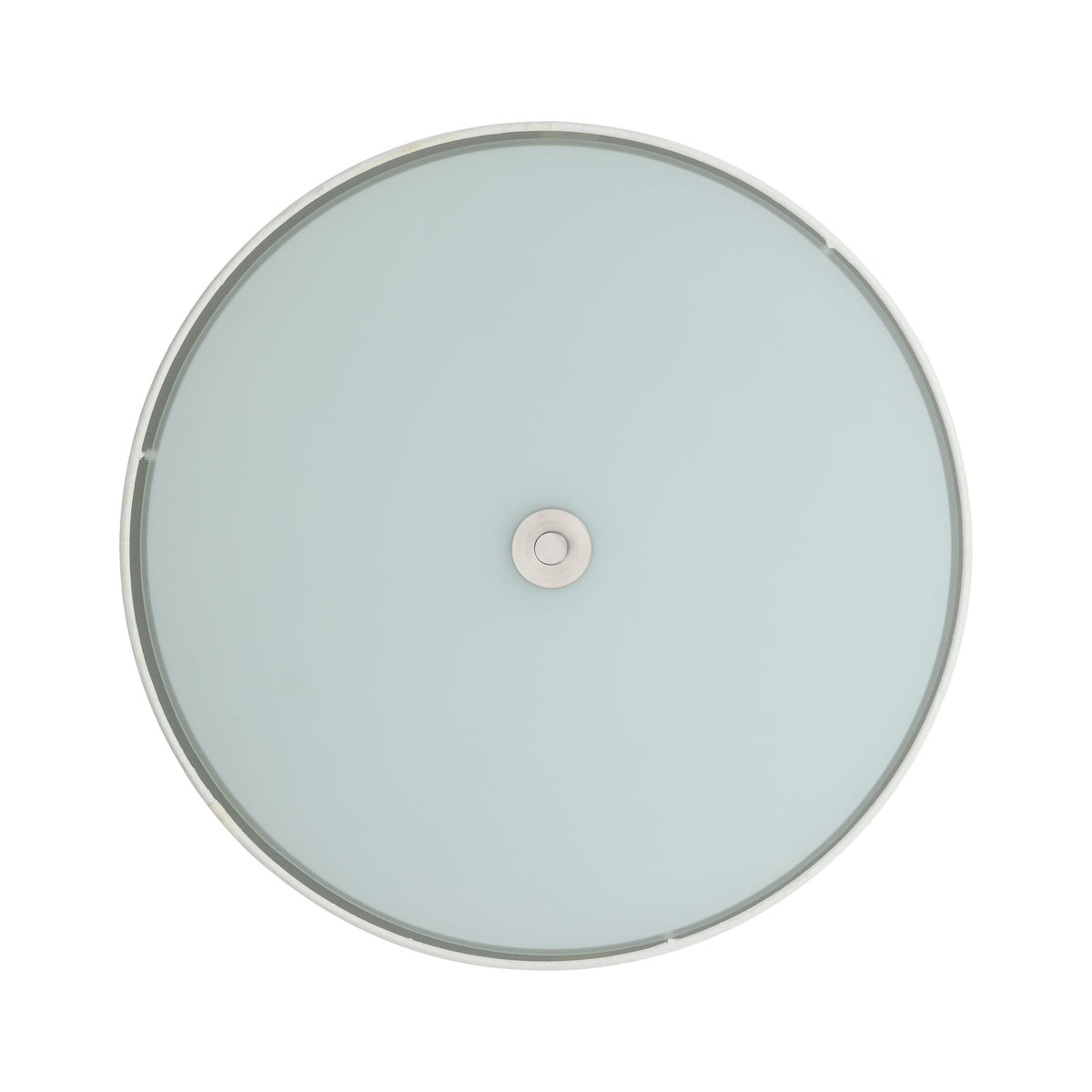 Vue de dessus de la coupole circulaire en verre dépoli et fixation centrale