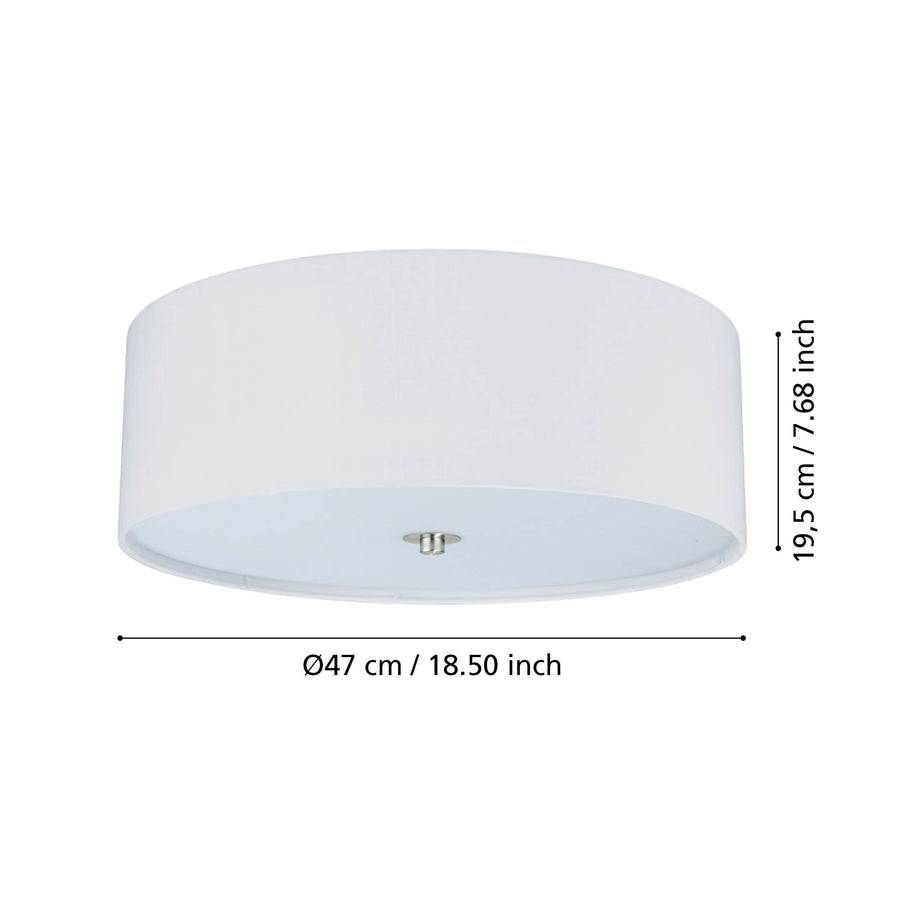 Schéma des dimensions indiquant un diamètre de 47 cm et une hauteur de 19,5 cm