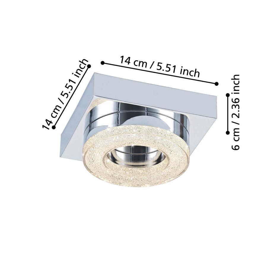 Plafonnier Fradelo chromé, cristal, L 12 cm