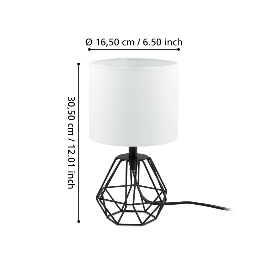 Schéma coté du luminaire avec diamètre d'abat-jour et hauteur totale en centimètres