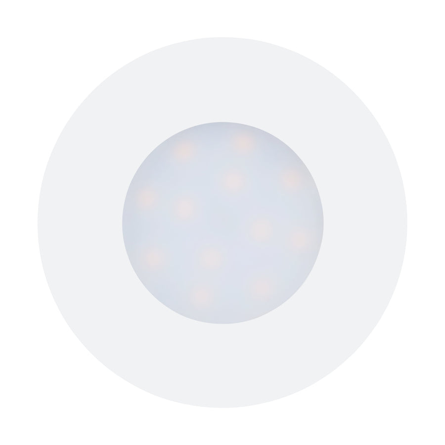 Gros plan du diffuseur opalin et de ses diodes LED réparties en cercle