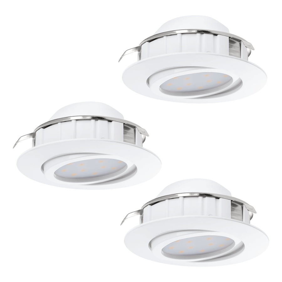 Vue de trois quarts des spots montrant ressorts de fixation et corps blanc