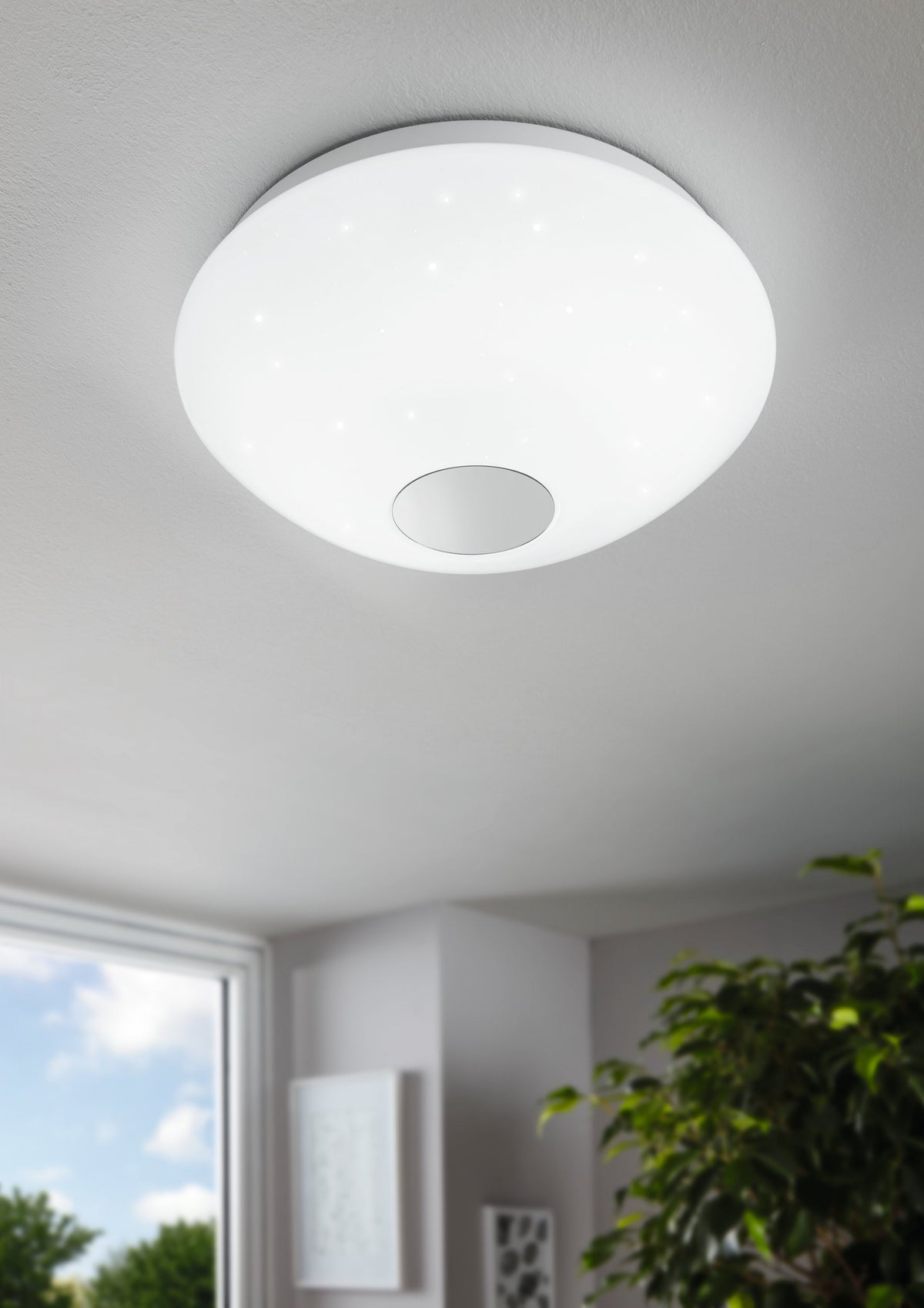 Plafonnier Voltago 2 blanc, cristal, Ø 30 cm