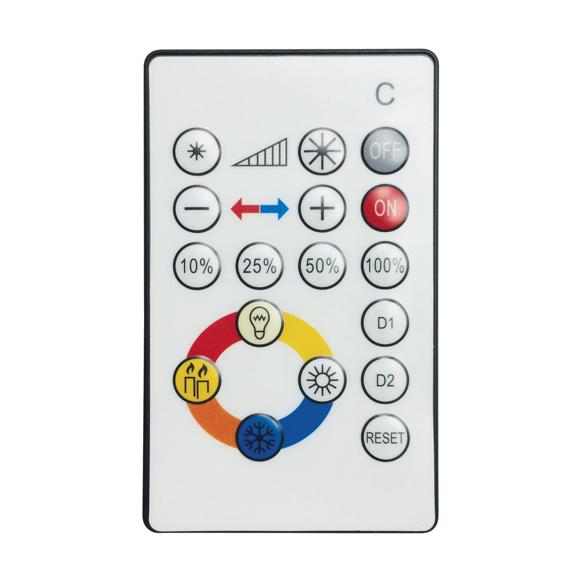 Télécommande du luminaire avec réglages d'intensité et de température de couleur