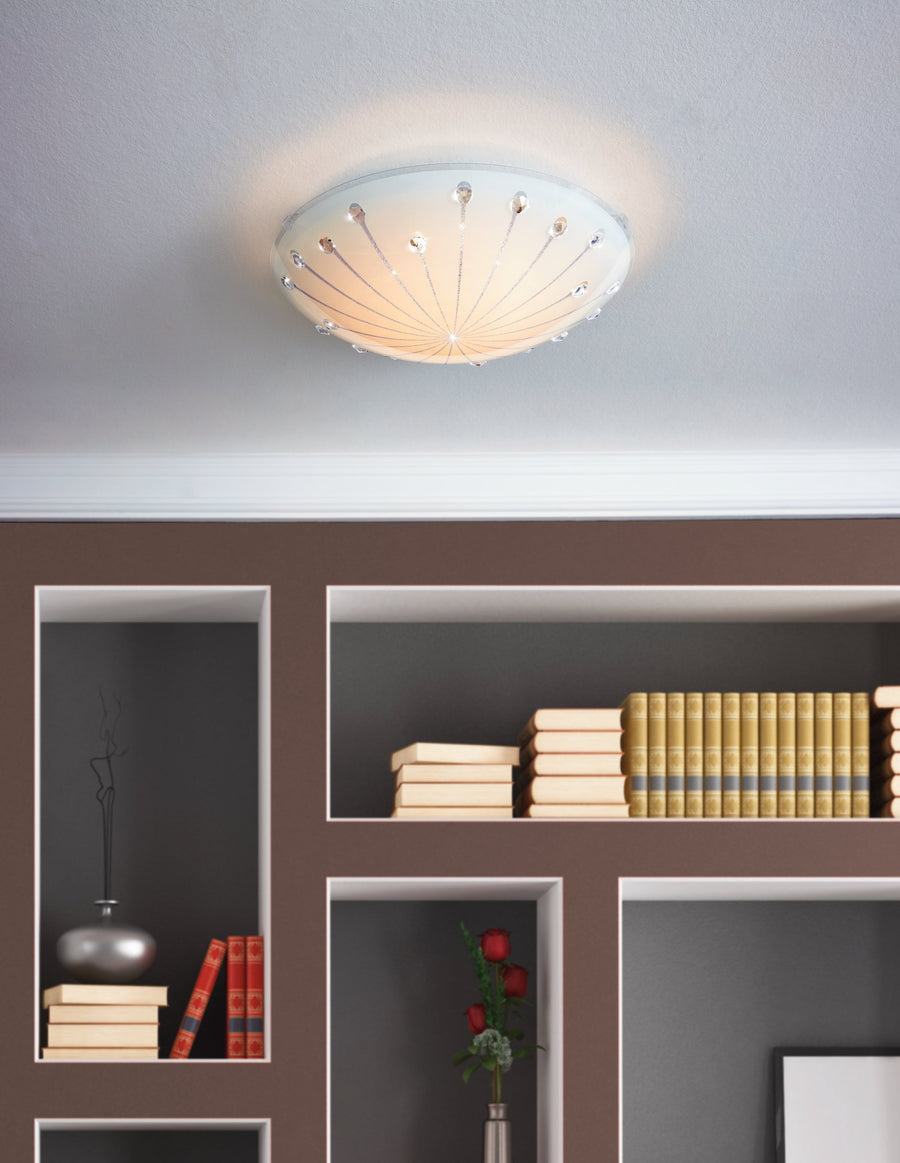 Plafonnier Margitta 1 blanc et transparent, cristal