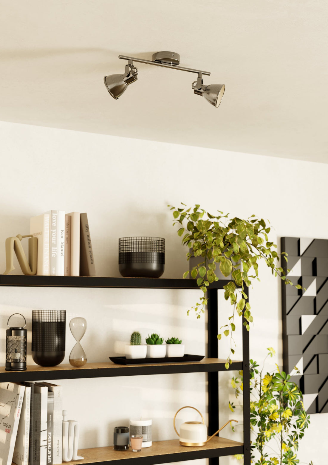 Spot Seras nickel et crème, L 37 cm