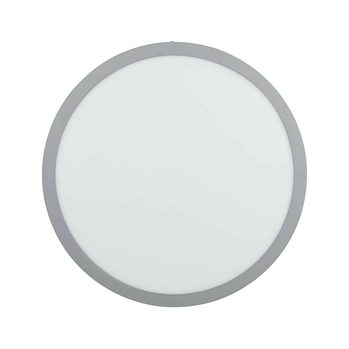 Vue frontale de dessous montrant la forme circulaire du plafonnier.