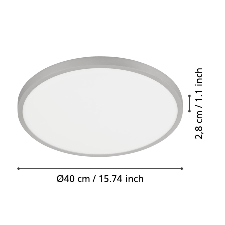 Schéma coté indiquant le diamètre de 40 cm et la hauteur de 2,8 cm.