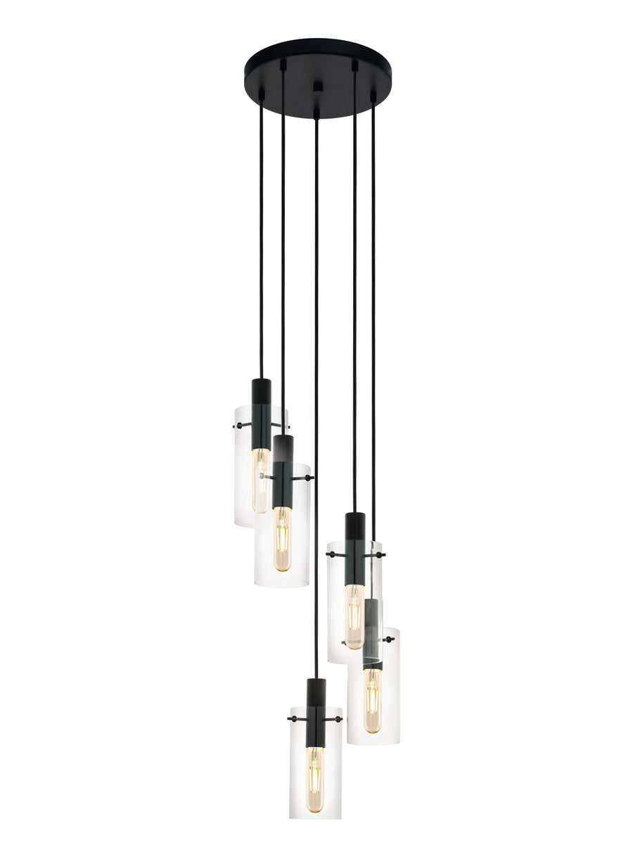 Suspension Montefino 5 lumières transparente