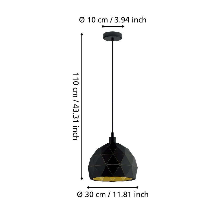 Suspension Roccaforte noire et dorée (97845)
