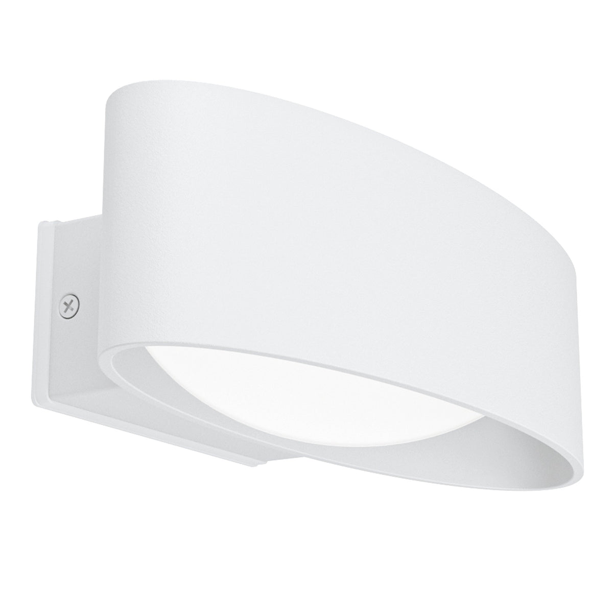 Vue de dessous montrant le module LED et la coupole intérieure du luminaire blanc
