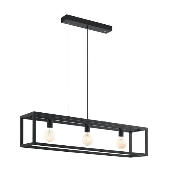 Suspension Elswick 3 lumières noire