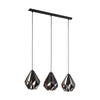 Suspension Carlton 1 3 lumières noire et cuivrée