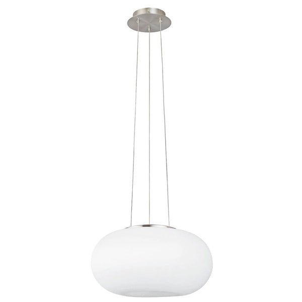 Suspension Optica nickel et blanche mat, verre (86814)
